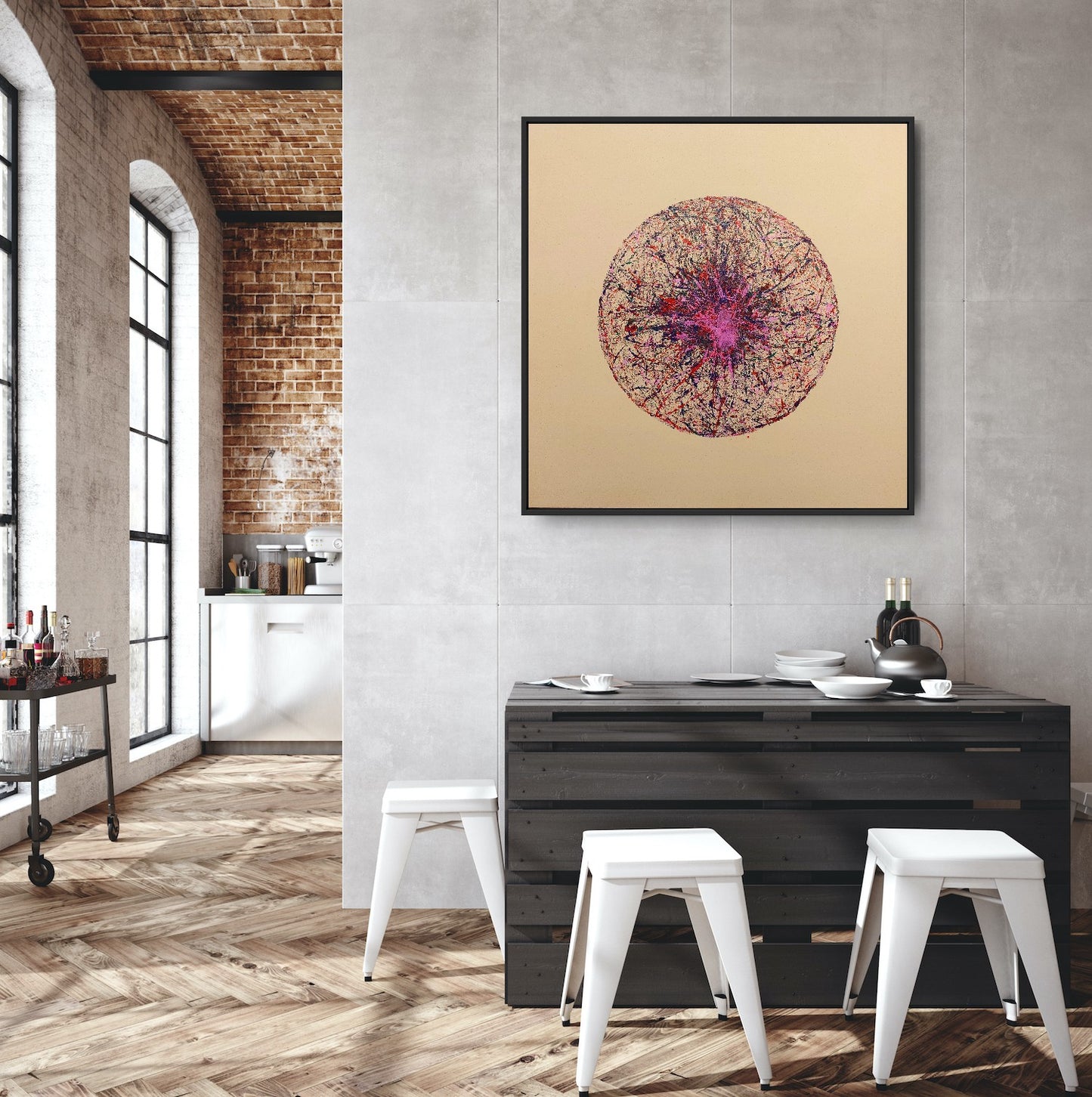 Steve Banaszek, Cosmos #2, 2024, ink on canvas 50x"50"