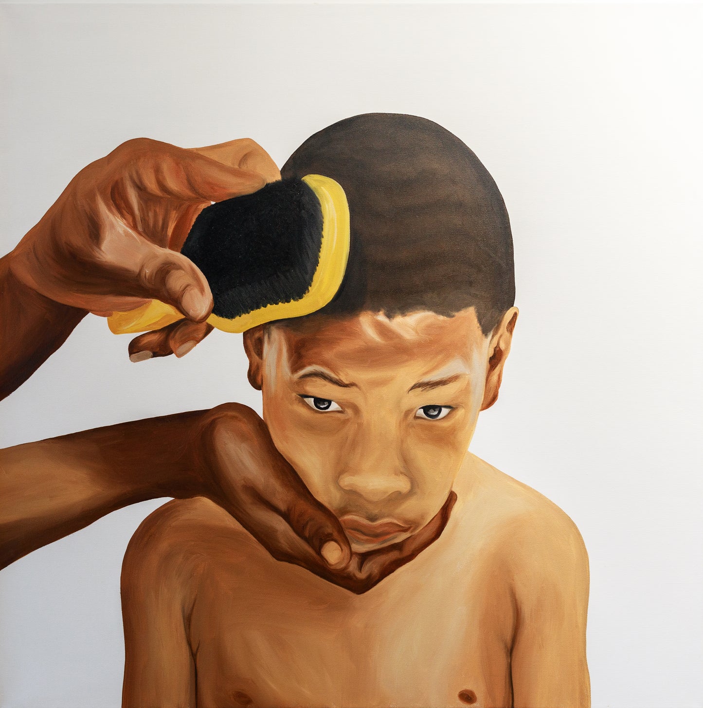 Delia Rose West, Secure, 2024 oil and acrylic on canvas 34”x34”