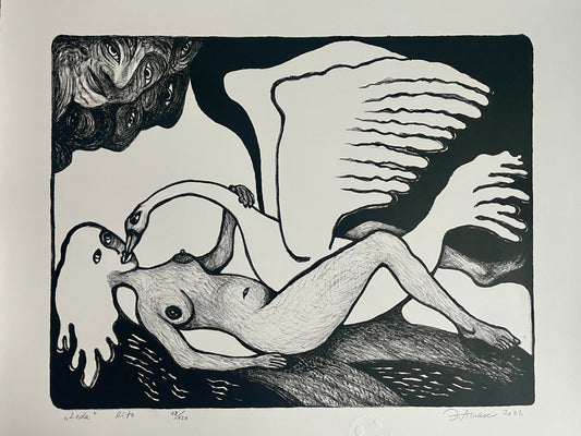 Jüri Arrak, Leda, lithography print 18/120, signed, 21x17"