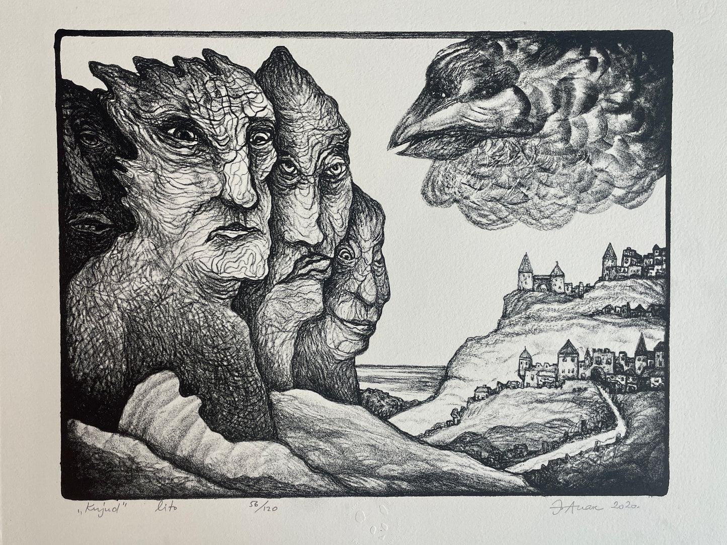 Jüri Arrak, Kujud, lithography print 56/120, signed, 21x17"