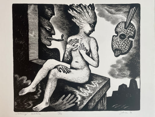 Jüri Arrak, Kitarriga, lithography print 29/200, signed, 21x17"