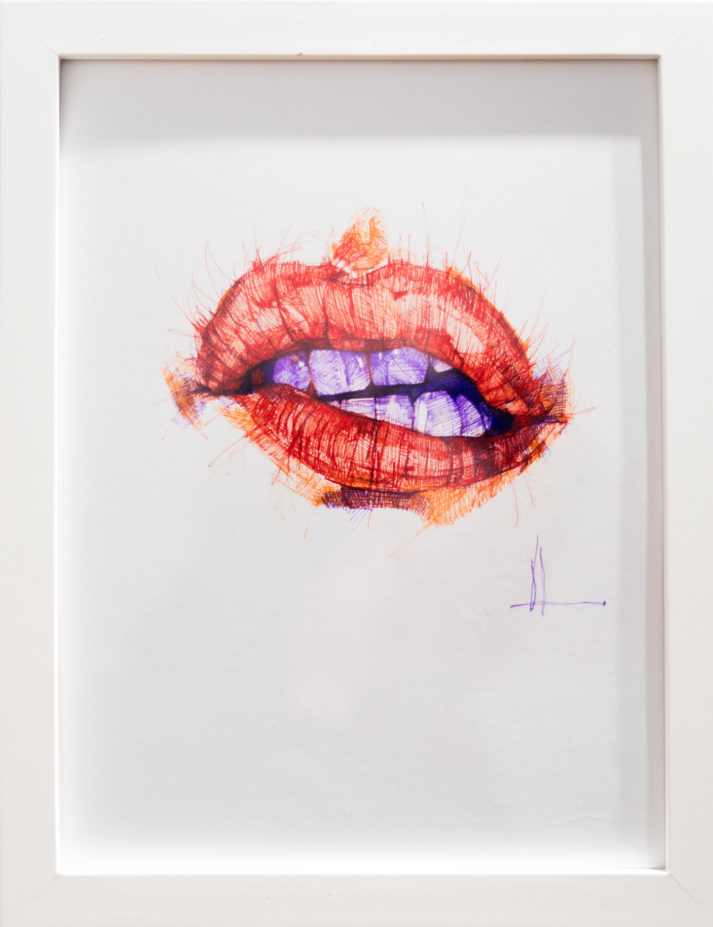 Victoria Loeb, Lips II, 2024, pen on watercolor paper