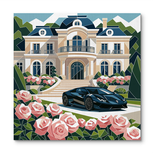 “Harmony of Luxury 2”, 40x40 in, acrylic on canvas, 2025