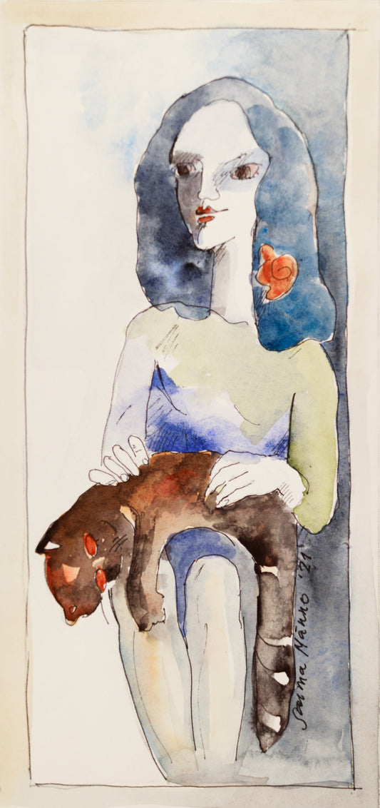 Saima Männo "Comfort", 5.5"x11.5", watercolor and pen on paper, unframed