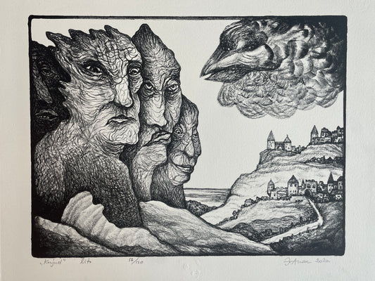 Jüri Arrak, Kujud, lithography print 55/120, signed, 21x17"