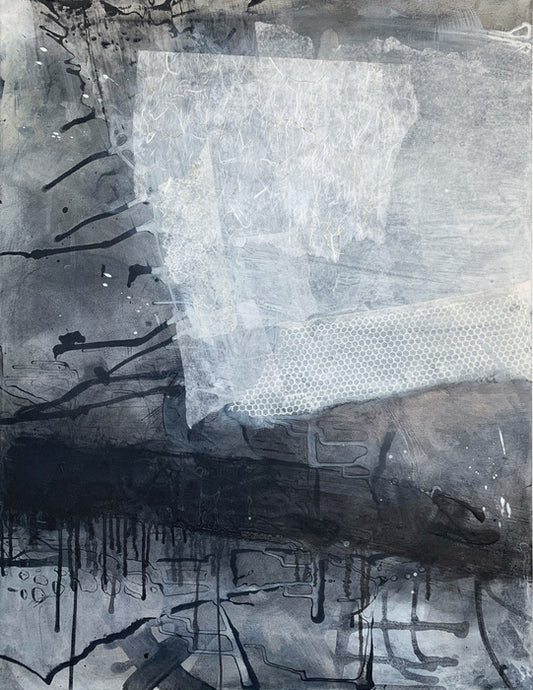 The Past We Step Into Acrylic by Kara Greenwell, 2021, handmade paper and graphite, 40" x 30"