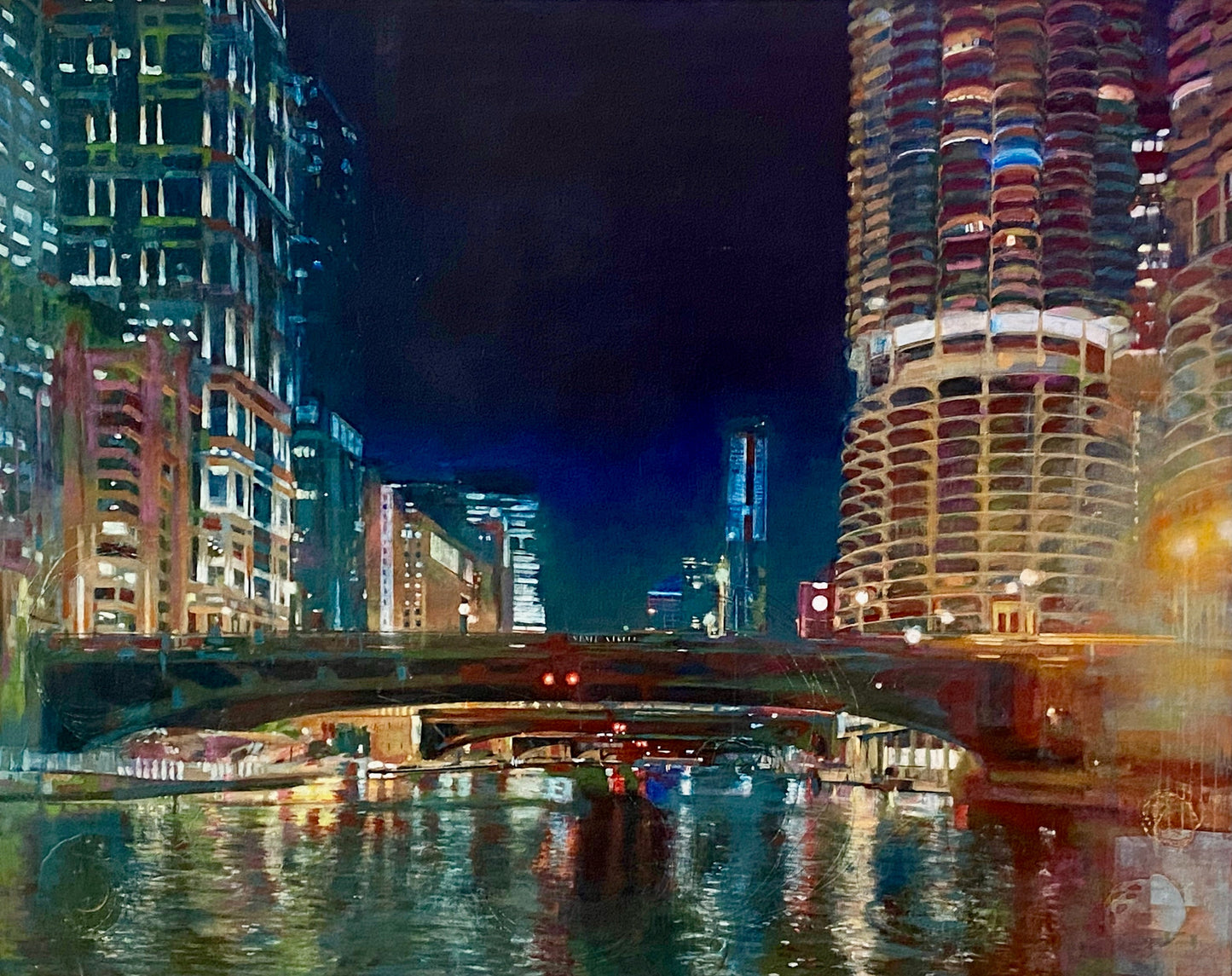 State Street Bridge, 48 x 60 x 1.625 in, Oil on Panel, 2022