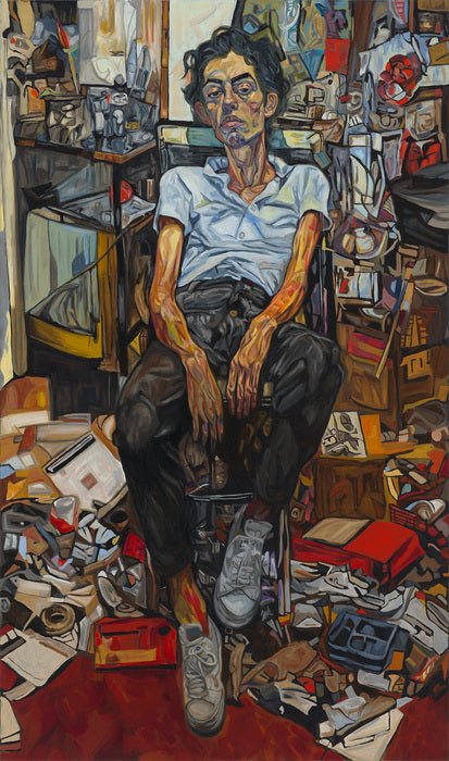 "This is Who He Is" by David Seligman, Oil on Linen, 74.37" x 44" x 1.75", 2024